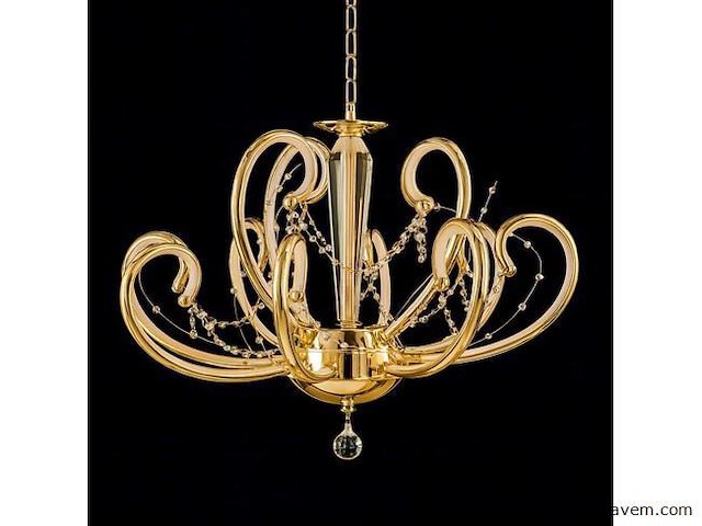 Led kroonluchter . 6016 (8+4) . goud . 12 lichten . 3000k warm wit . aluminium . elegant design - afbeelding 2 van  3