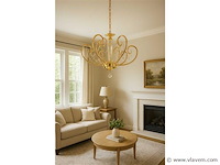 Led kroonluchter . 6016 (8+4) . goud . 12 lichten . 3000k warm wit . aluminium . elegant design - afbeelding 3 van  3