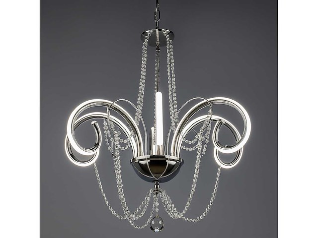 Led kroonluchter – 6017/6 – zilver – 6 lampjes – 48w – 3200k neutraal wit – aluminium - afbeelding 1 van  2