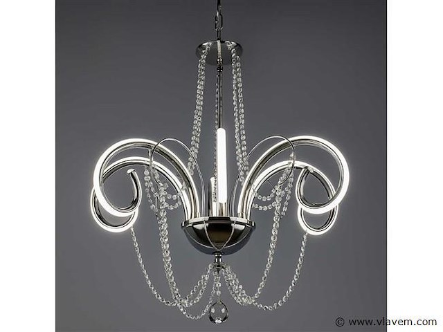 Led kroonluchter – 6017/6 – zilver – 6 lampjes – 48w – 3200k neutraal wit – aluminium - afbeelding 2 van  3