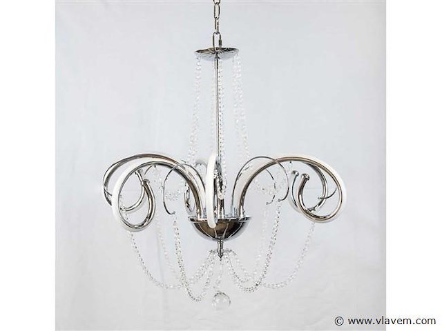 Led kroonluchter . 6017/6 . zilver . 6 lampjes . 48w . 3200k neutraal wit . aluminium - afbeelding 3 van  3