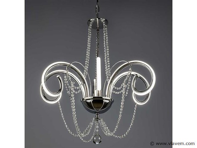 Led kroonluchter – 6017/6 – zilver – 6 lampjes – 48w – 3200k neutraal wit – aluminium - afbeelding 2 van  3