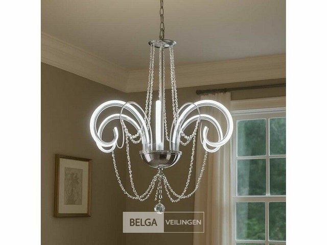 Led kroonluchter – 6017/6 – zilver – 6 lampjes – 48w – 3200k neutraal wit – aluminium - afbeelding 2 van  4