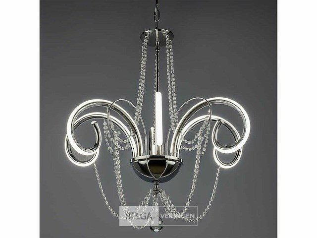 Led kroonluchter – 6017/6 – zilver – 6 lampjes – 48w – 3200k neutraal wit – aluminium - afbeelding 3 van  4