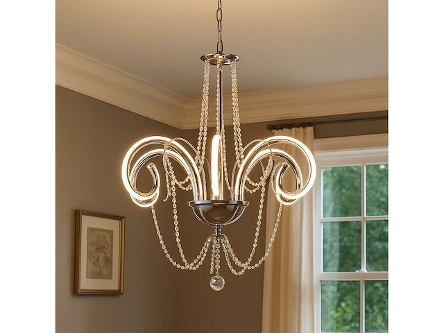 Led kroonluchter – 6017/8 – goud – 8 lichten – 64w – 4000k neutraal wit – aluminium - afbeelding 3 van  4