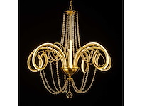 Led kroonluchter – 6017/8 – goud – 8 lichten – 64w – 4000k neutraal wit – aluminium - afbeelding 1 van  2