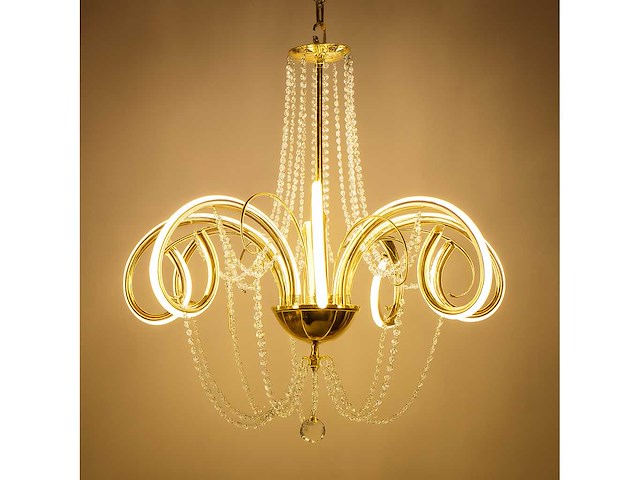 Led kroonluchter – 6017/8 – goud – 8 lichten – 64w – 4000k neutraal wit – aluminium - afbeelding 2 van  2