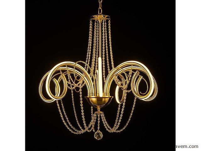 Led kroonluchter – 6017/8 – goud – 8 lichten – 64w – 4000k neutraal wit – aluminium - afbeelding 2 van  4