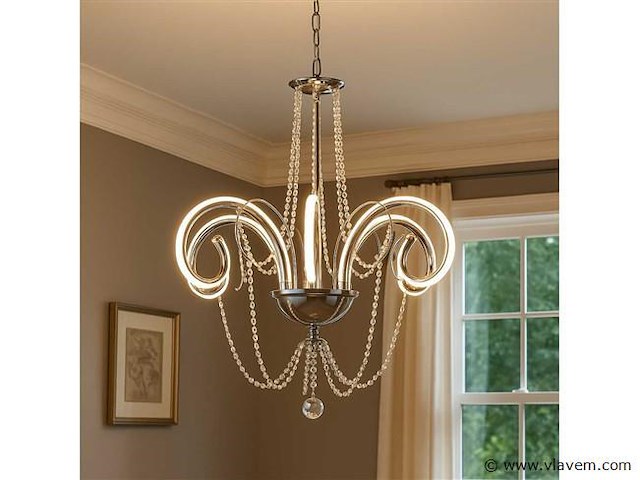 Led kroonluchter – 6017/8 – goud – 8 lichten – 64w – 4000k neutraal wit – aluminium - afbeelding 3 van  4