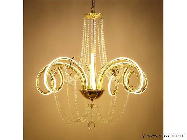 Led kroonluchter – 6017/8 – goud – 8 lichten – 64w – 4000k neutraal wit – aluminium - afbeelding 4 van  4