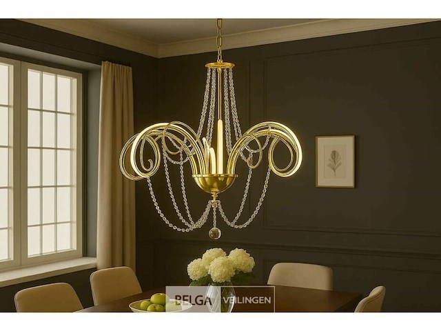 Led kroonluchter – 6017/8 – goud – 8 lichten – 64w – 4000k neutraal wit – aluminium - afbeelding 2 van  5