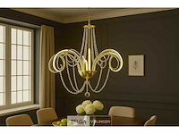 Led kroonluchter – 6017/8 – goud – 8 lichten – 64w – 4000k neutraal wit – aluminium - afbeelding 1 van  5