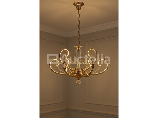 Led-kroonluchter – model 6016 (6+3) – goud – 9 lampen – 54w – 4000k – neutraal wit - afbeelding 1 van  2