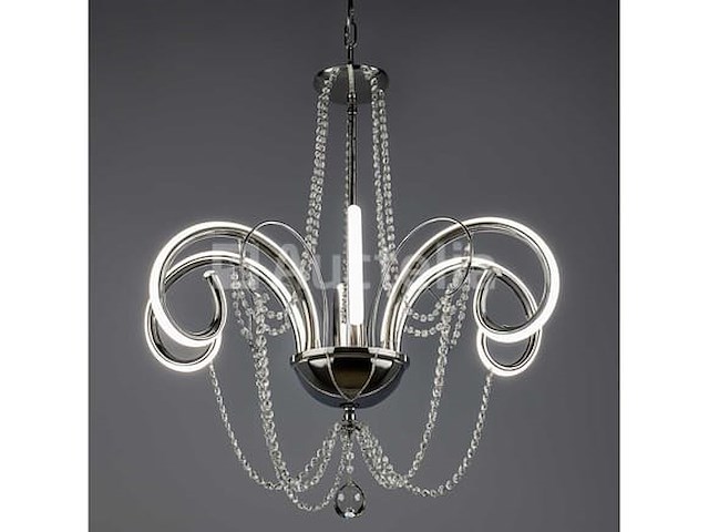 Led-kroonluchter – model 6017/6 – zilver – 6 lampen – 48w – 3200k – neutraal wit - afbeelding 2 van  3