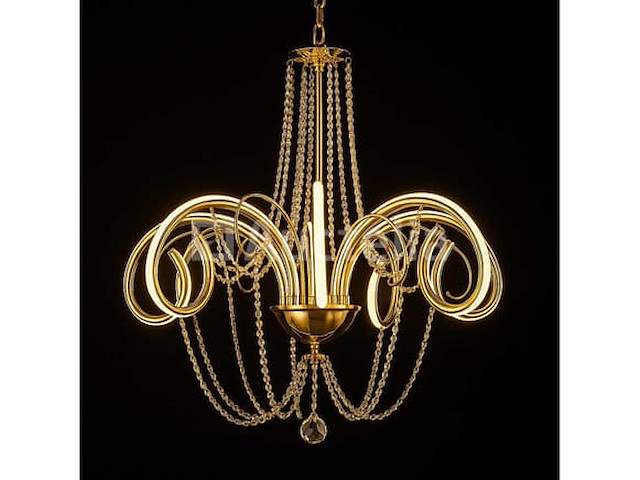 Led-kroonluchter – model 6017/8 – goud – 8 lampen – 64w – 4000k neutraal wit - afbeelding 2 van  4