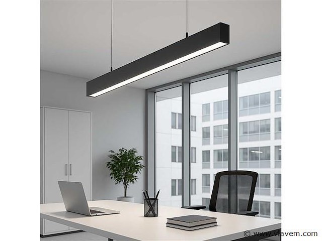 Led lineaire hanglamp zwart . 40w . 120cm . 3cct kleur licht (x4) - afbeelding 1 van  5