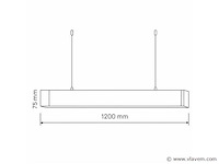 Led lineaire hanglamp zwart – 40w – 120cm – 3cct kleur licht (x4) - afbeelding 3 van  5