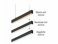 Led lineaire hanglamp zwart – 40w – 120cm – 3cct kleur licht (x4) - afbeelding 5 van  6