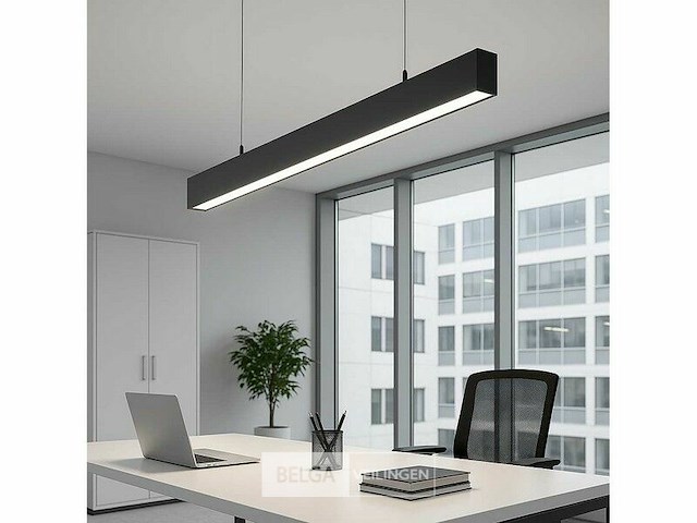 Led lineaire hanglamp zwart – 40w – 120cm – 3cct kleur licht (x8) - afbeelding 1 van  6