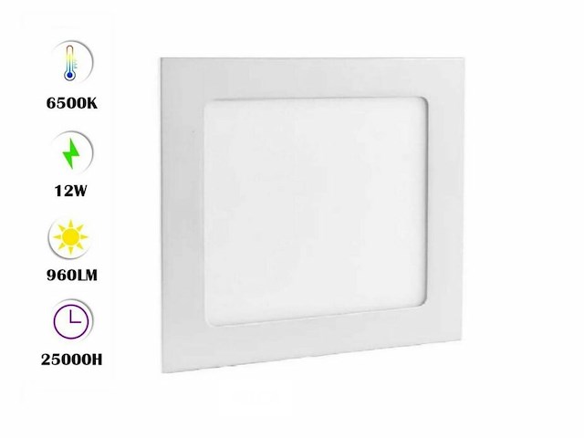 Led-paneel - inbouw vierkant - 12w - 6500k - koud wit (x40) - afbeelding 1 van  5