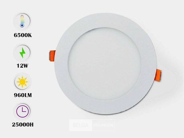 Led-paneel - rond inbouw - 12w - 6500k - koud wit (x40) - afbeelding 1 van  5