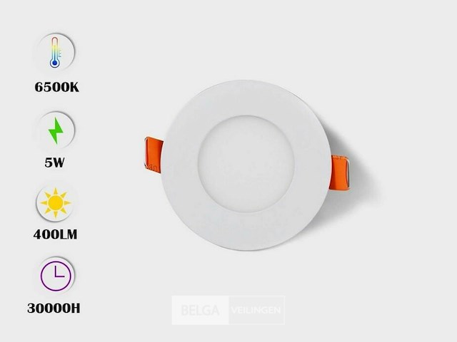 Led-paneel - rond inbouw - 5w - 6500k - koud wit (x50) - afbeelding 1 van  5