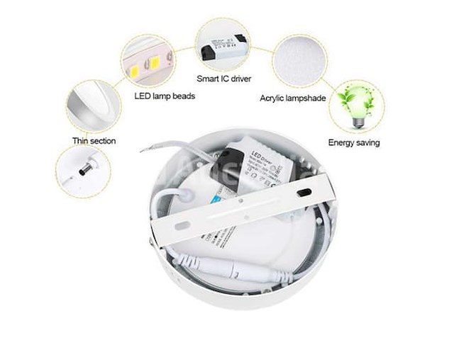 Led-paneel - ronde opbouwmontage - 12w - 6500k - koud wit (x10) - afbeelding 2 van  4