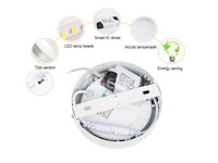 Led-paneel - ronde opbouwmontage - 12w - 6500k - koud wit (x10) - afbeelding 2 van  4