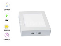 Led-paneel - vierkante opbouwmontage - 12w - 3000k - warm wit (x10) - afbeelding 1 van  4