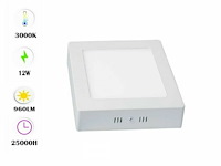 Led-paneel - vierkante opbouwmontage - 12w - 3000k - warm wit (x10) - afbeelding 1 van  5