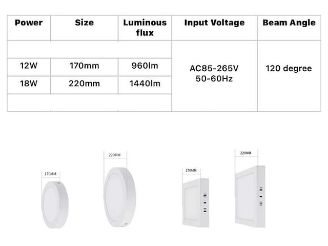 Led-paneel - vierkante opbouwmontage - 18w - 3000k - warm wit (x10) - afbeelding 4 van  4