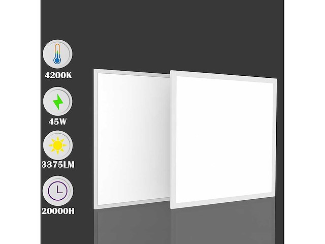 Led-paneel 45w – 60 × 60 cm – 4200k neutraal wit (x32) - afbeelding 2 van  5