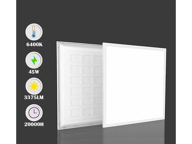 Led-paneel 45w – 60 × 60 cm– 6400k koud wit (x8) - afbeelding 2 van  5