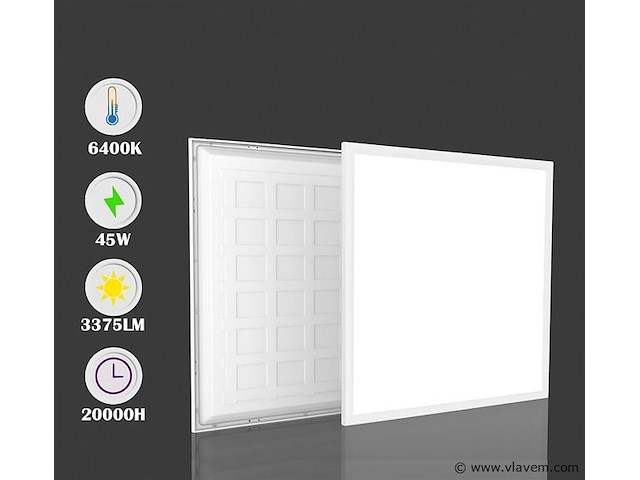 Led-paneel 45w – 60 × 60 cm– 6400k koud wit (x8) - afbeelding 3 van  4