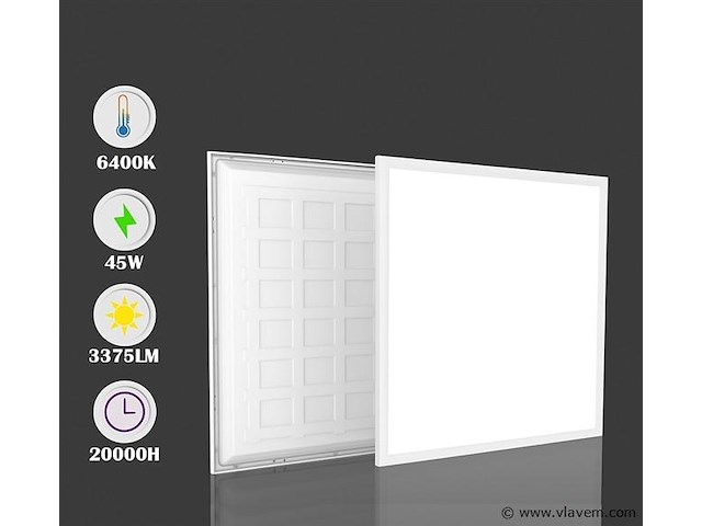 Led-paneel 45w – 60 × 60 cm– 6400k koud wit (x8) - afbeelding 3 van  4