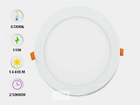 Led-paneel – inbouw rond – 18w – 6500k – koud wit (15) - afbeelding 1 van  5