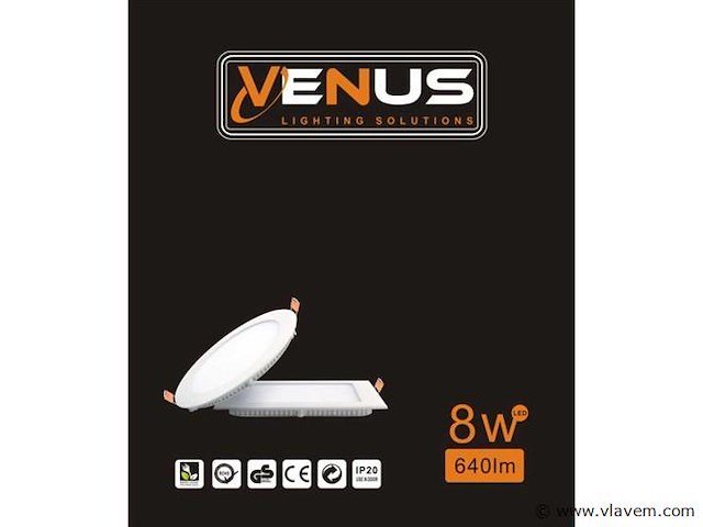 Led-paneel – inbouw rond – 8w – 6500k – koud wit (x20) - afbeelding 4 van  4