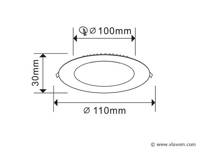 Led-paneel – inbouw rond – 8w – 6500k – koud wit (x40) - afbeelding 3 van  4