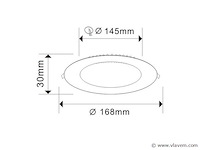 Led-paneel – rond inbouw – 12w – 6500k – koud wit (x20) - afbeelding 3 van  4