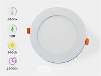 Led-paneel – rond inbouw – 12w – 6500k – koud wit (x20) - afbeelding 1 van  5