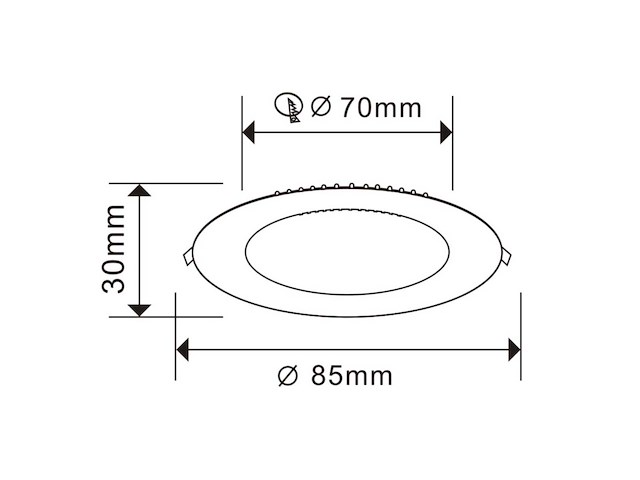 Led-paneel – rond inbouw – 5w – 3000k – warm wit (x50) - afbeelding 1 van  2