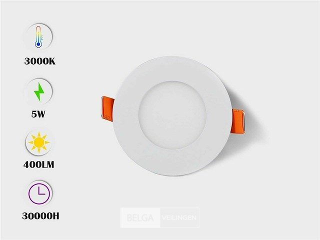 Led-paneel – rond inbouw – 5w – 3000k – warm wit (x50) - afbeelding 1 van  5