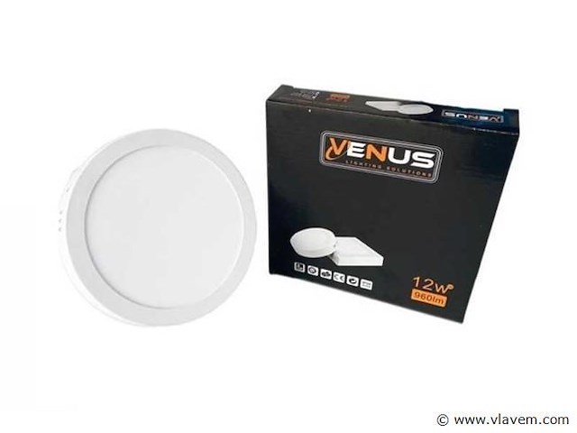 Led-paneel – ronde opbouwmontage – 12w – 6500k – koud wit (x10) - afbeelding 3 van  4