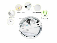 Led-paneel – ronde opbouwmontage – 12w – 6500k – koud wit (x10) - afbeelding 3 van  5