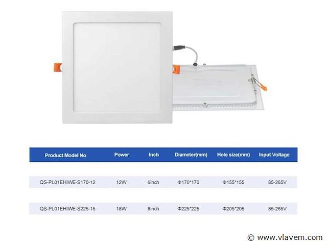 Led-paneel – vierkant inbouw – 18w – 6500k – koud wit (x15) - afbeelding 4 van  4
