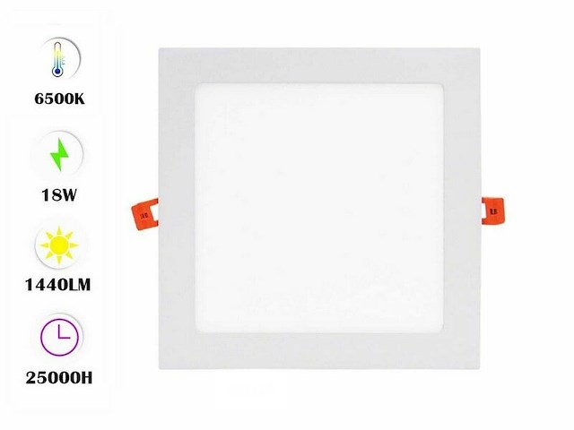 Led-paneel – vierkant inbouw – 18w – 6500k – koud wit (x15) - afbeelding 1 van  5