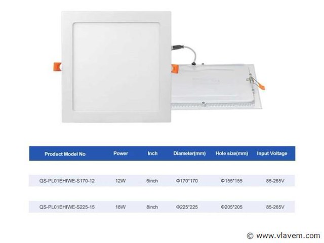 Led-paneel – vierkant inbouw – 18w – 6500k – koud wit (x40) - afbeelding 4 van  4