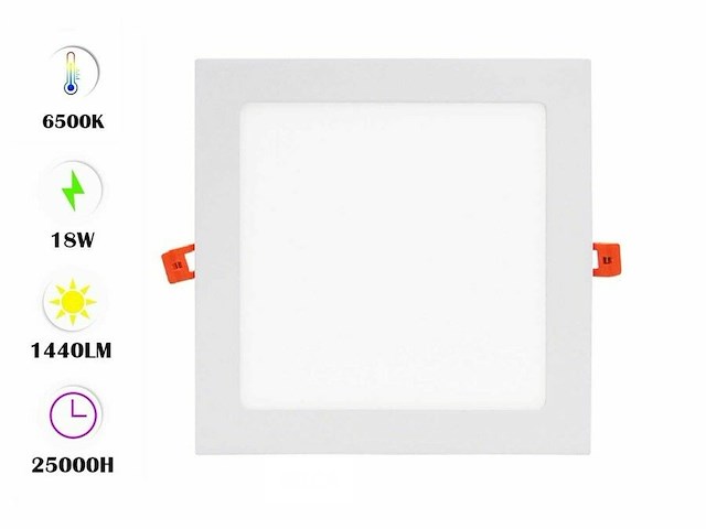 Led-paneel – vierkant inbouw – 18w – 6500k – koud wit (x40) - afbeelding 1 van  5