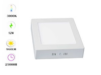 Led-paneel – vierkante opbouwmontage – 12w – 3000k – warm wit (x10) - afbeelding 1 van  4