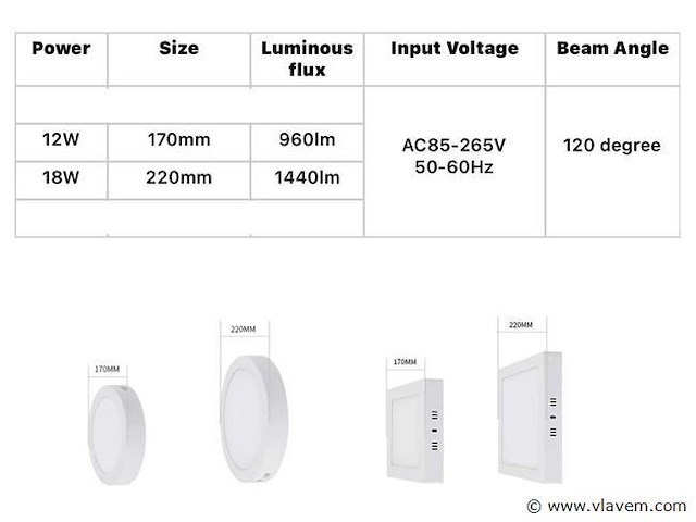 Led-paneel – vierkante opbouwmontage – 12w – 3000k – warm wit (x10) - afbeelding 4 van  4
